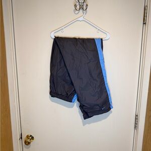 Vintage Y2K Nike Baggy Windbreaker Track Pants Baby Blue Gray Nylon Swoosh Large